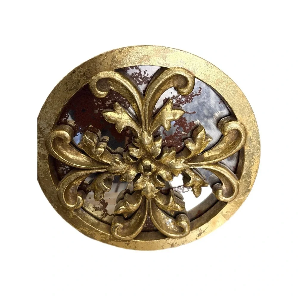 Vintage Gold Tone Medallion Round Mirror Wall Art‎ Hollywood Regency Ornate 10